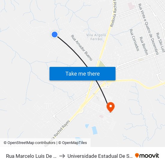 Rua Marcelo Luís De Oliveira to Universidade Estadual De São Paulo map