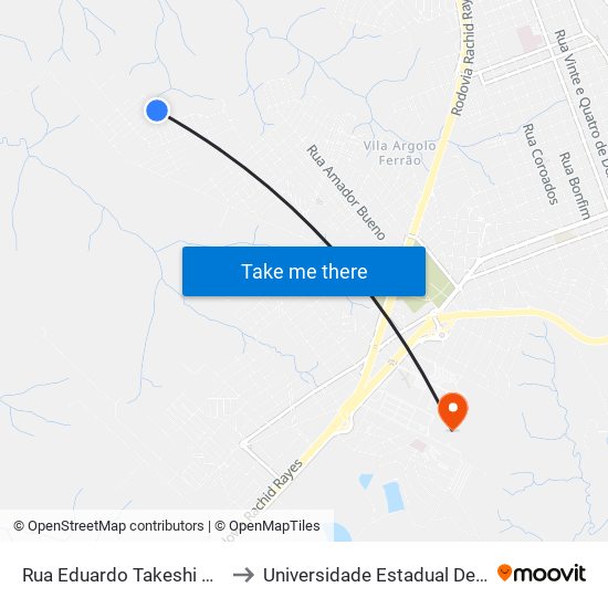 Rua Eduardo Takeshi Kawamoto to Universidade Estadual De São Paulo map