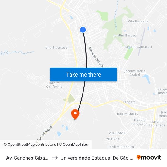 Av. Sanches Cibantos to Universidade Estadual De São Paulo map