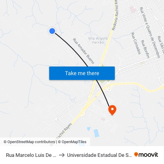 Rua Marcelo Luis De Oliveira to Universidade Estadual De São Paulo map