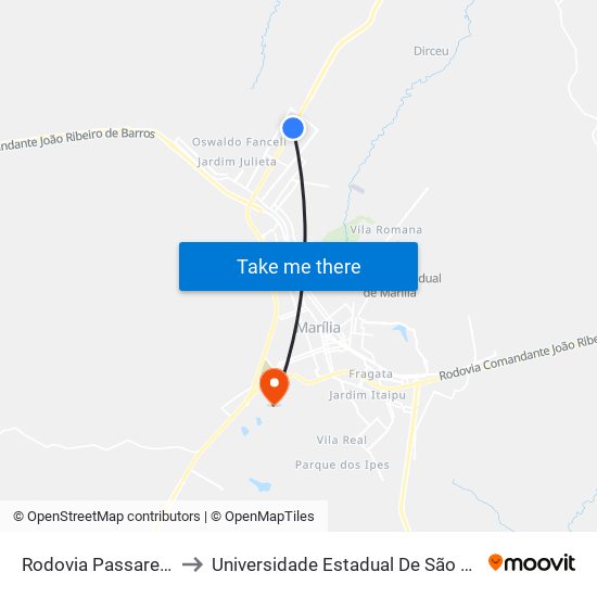 Rodovia Passarela 2 to Universidade Estadual De São Paulo map