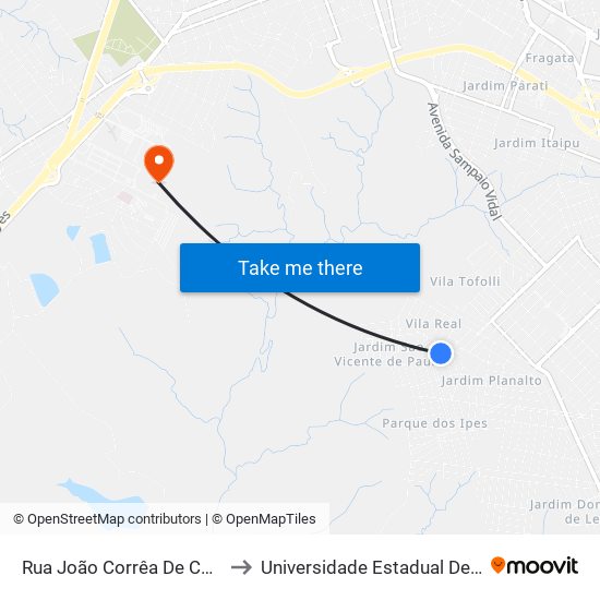 Rua João Corrêa De Carvalho, 63 to Universidade Estadual De São Paulo map