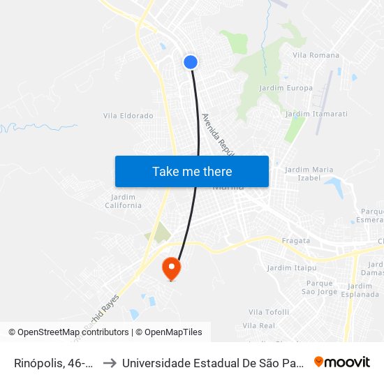 Rinópolis, 46-66 to Universidade Estadual De São Paulo map