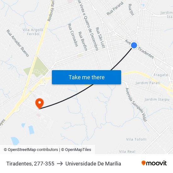 Tiradentes, 277-355 to Universidade De Marília map