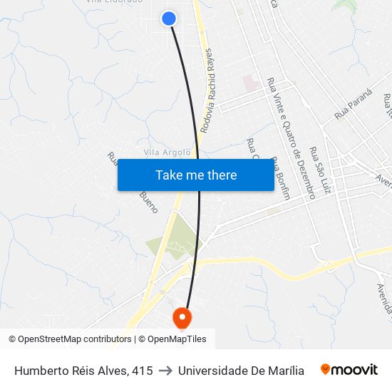 Humberto Réis Alves, 415 to Universidade De Marília map