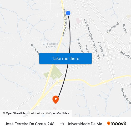 José Ferreira Da Costa, 248-276 to Universidade De Marília map