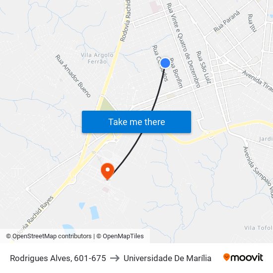 Rodrigues Alves, 601-675 to Universidade De Marília map