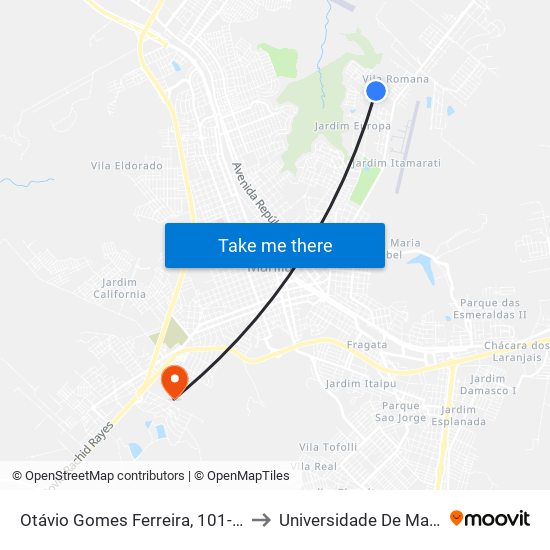 Otávio Gomes Ferreira, 101-113 to Universidade De Marília map