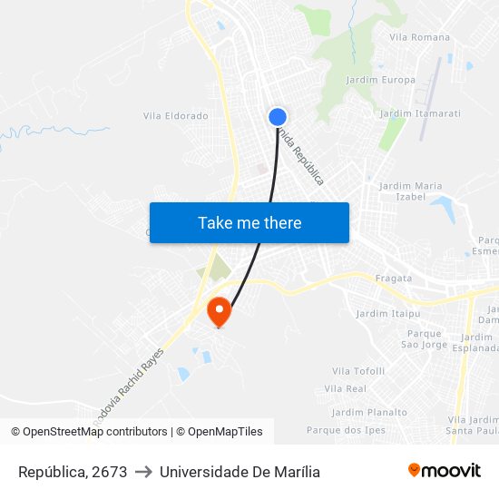 República, 2673 to Universidade De Marília map