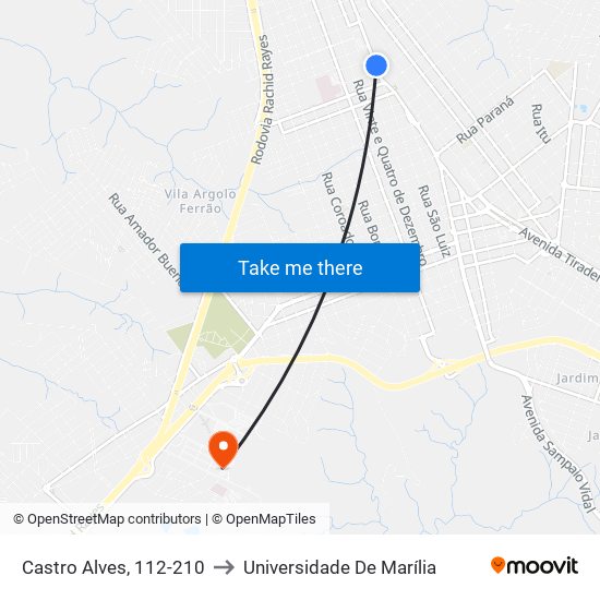 Castro Alves, 112-210 to Universidade De Marília map