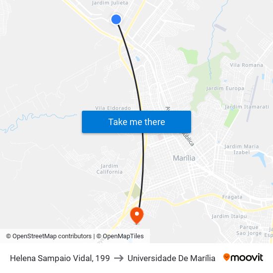 Helena Sampaio Vidal, 199 to Universidade De Marília map