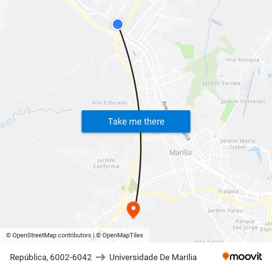 República, 6002-6042 to Universidade De Marília map