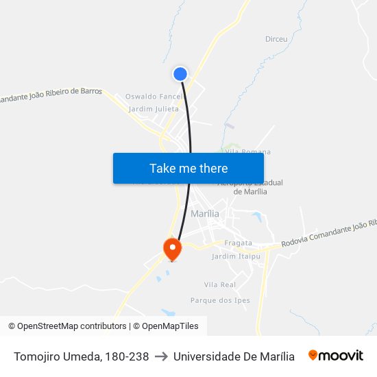 Tomojiro Umeda, 180-238 to Universidade De Marília map