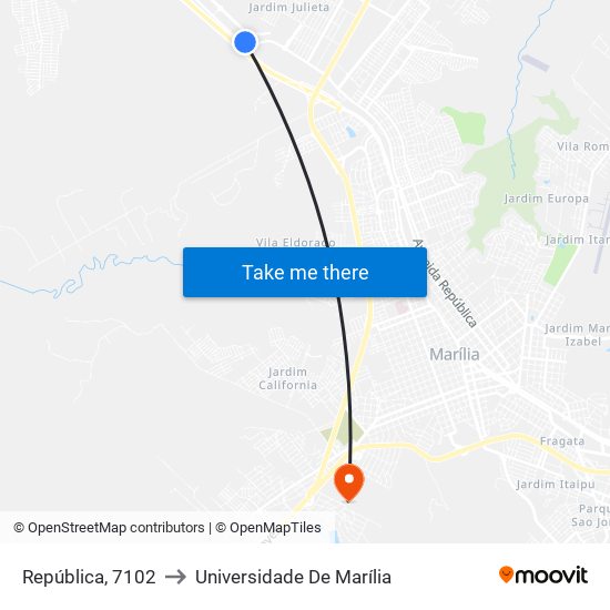 República, 7102 to Universidade De Marília map