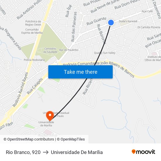 Rio Branco, 920 to Universidade De Marília map