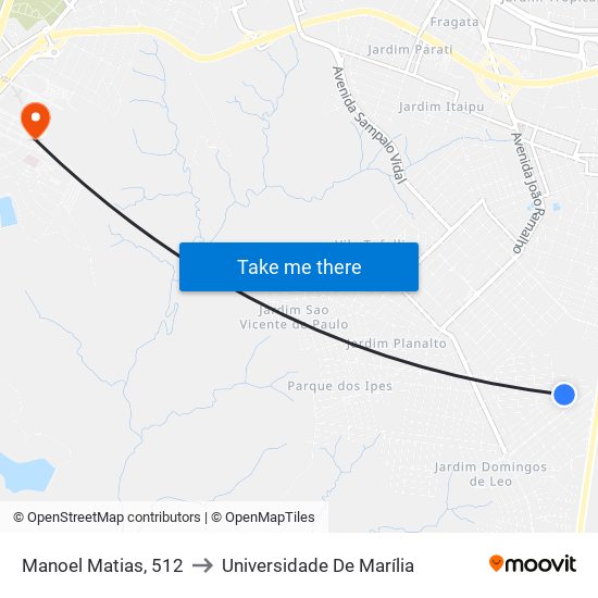 Manoel Matias, 512 to Universidade De Marília map