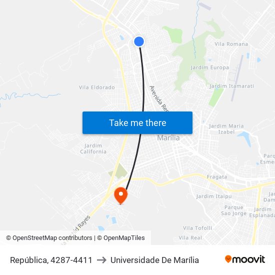 República, 4287-4411 to Universidade De Marília map