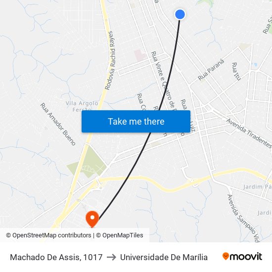 Machado De Assis, 1017 to Universidade De Marília map