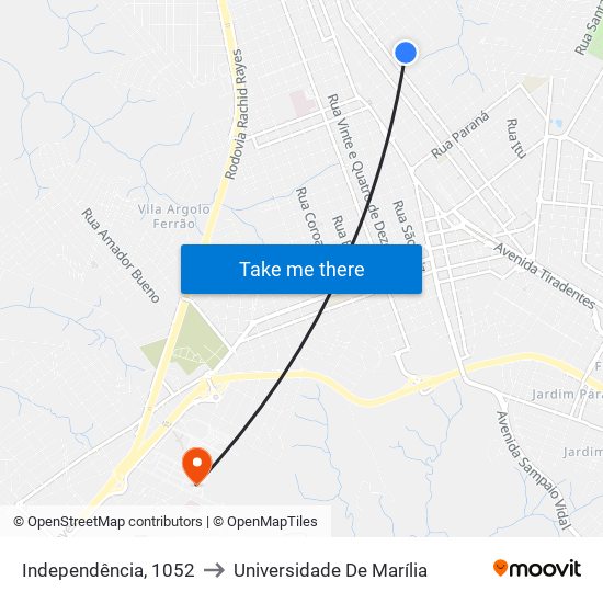 Independência, 1052 to Universidade De Marília map