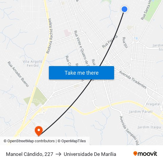 Manoel Cândido, 227 to Universidade De Marília map