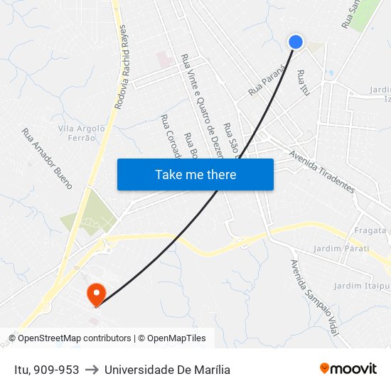 Itu, 909-953 to Universidade De Marília map