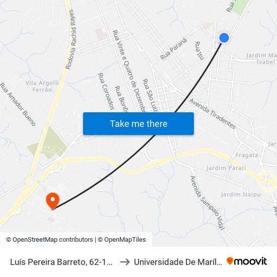 Luís Pereira Barreto, 62-154 to Universidade De Marília map