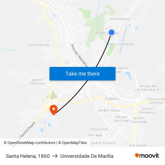 Santa Helena, 1860 to Universidade De Marília map