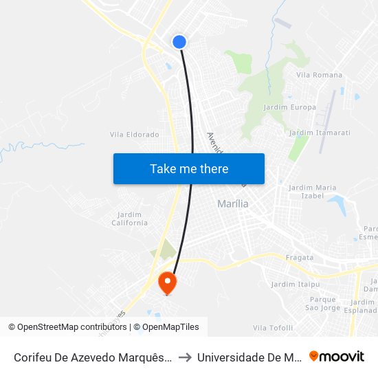 Corifeu De Azevedo Marquês, 1209 to Universidade De Marília map