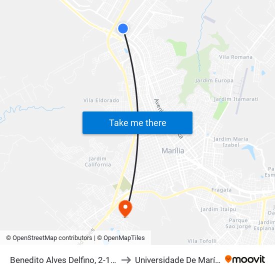 Benedito Alves Delfino, 2-170 to Universidade De Marília map