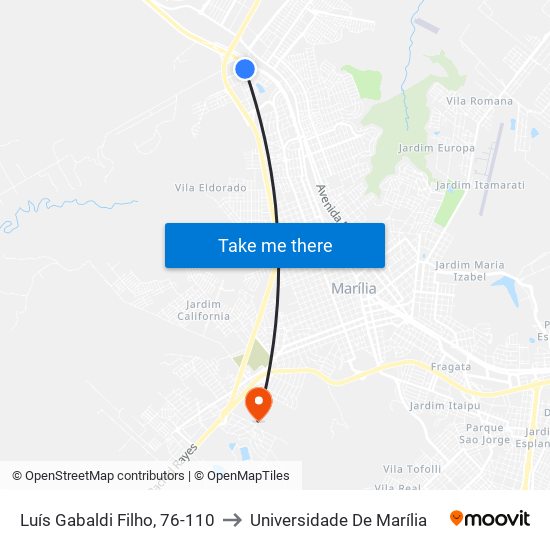 Luís Gabaldi Filho, 76-110 to Universidade De Marília map