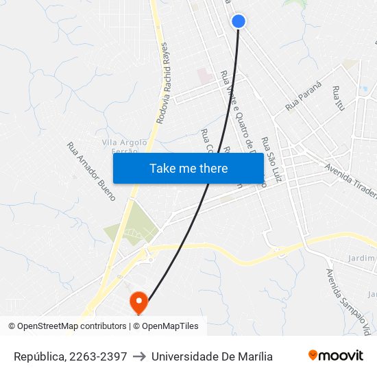 República, 2263-2397 to Universidade De Marília map