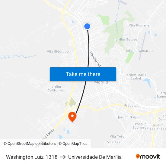 Washington Luiz, 1318 to Universidade De Marília map