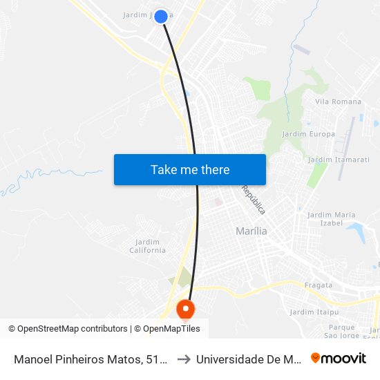 Manoel Pinheiros Matos, 517-611 to Universidade De Marília map