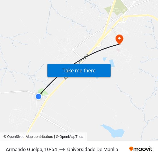 Armando Guelpa, 10-64 to Universidade De Marília map