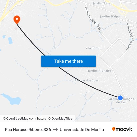 Rua Narciso Ribeiro, 336 to Universidade De Marília map