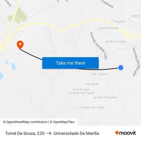 Tomé De Souza, 220 to Universidade De Marília map