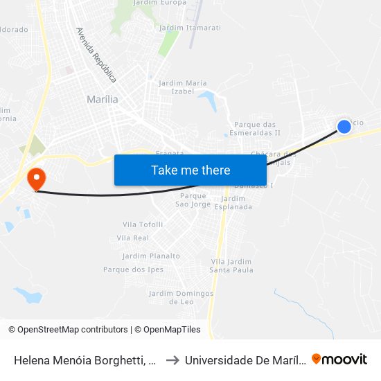 Helena Menóia Borghetti, 25 to Universidade De Marília map