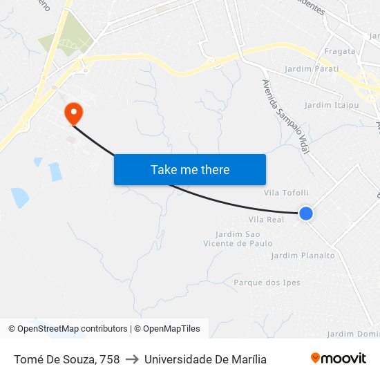 Tomé De Souza, 758 to Universidade De Marília map