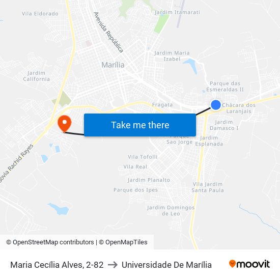 Maria Cecília Alves, 2-82 to Universidade De Marília map