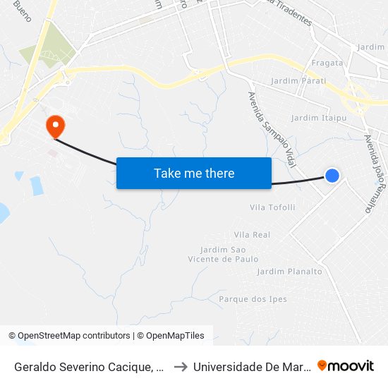 Geraldo Severino Cacique, 459 to Universidade De Marília map