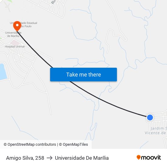 Amigo Silva, 258 to Universidade De Marília map