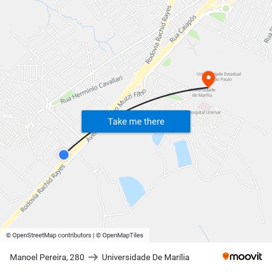 Manoel Pereira, 280 to Universidade De Marília map