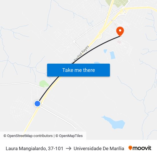 Laura Mangialardo, 37-101 to Universidade De Marília map