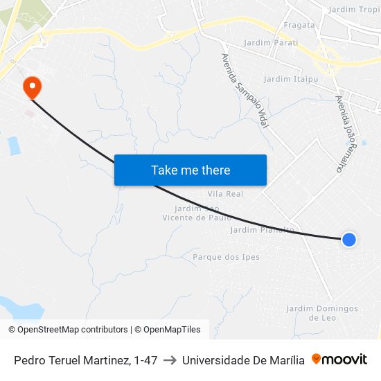 Pedro Teruel Martinez, 1-47 to Universidade De Marília map