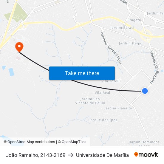 João Ramalho, 2143-2169 to Universidade De Marília map