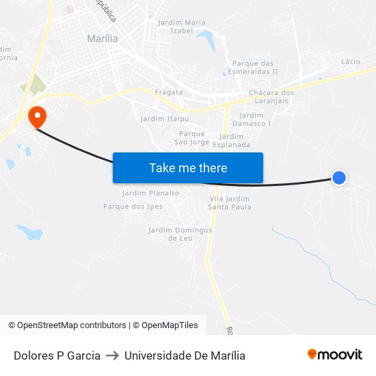 Dolores P Garcia to Universidade De Marília map