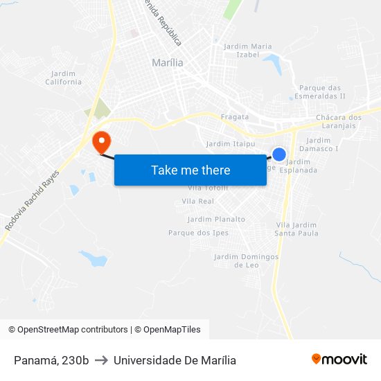 Panamá, 230b to Universidade De Marília map