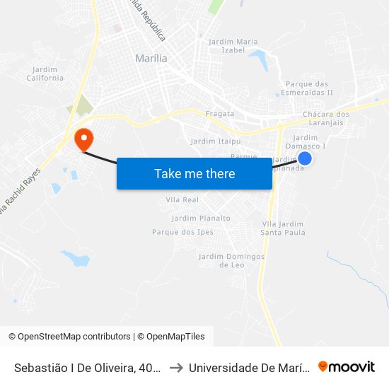 Sebastião I De Oliveira, 400a to Universidade De Marília map