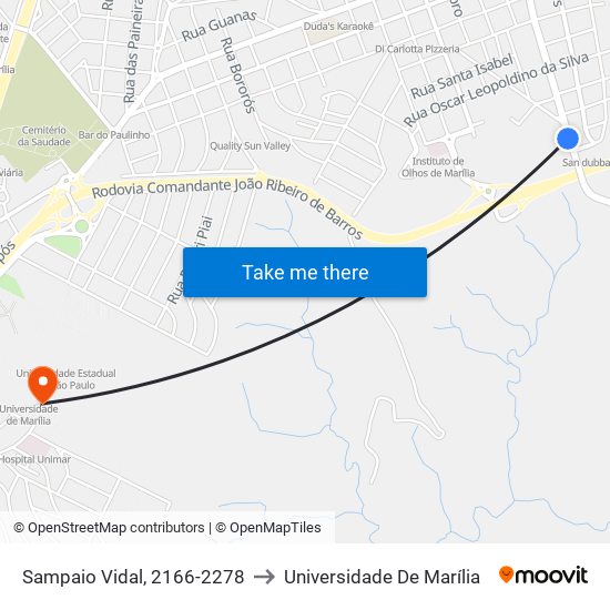 Sampaio Vidal, 2166-2278 to Universidade De Marília map
