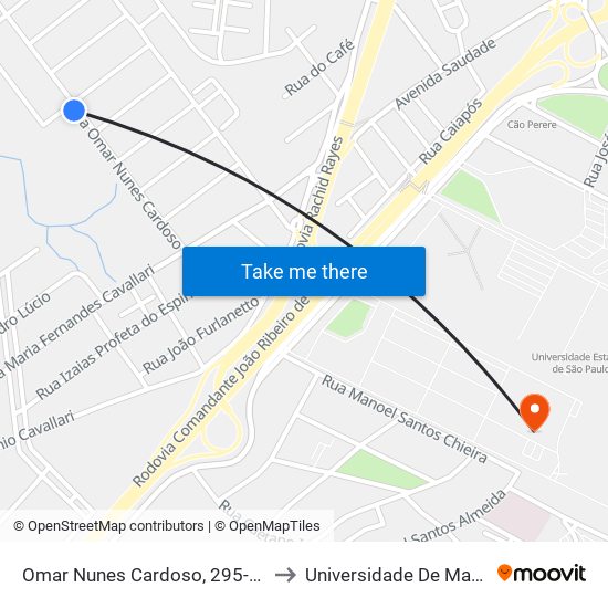 Omar Nunes Cardoso, 295-369 to Universidade De Marília map